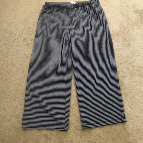 Madewell Texture & Thread High Rise Pull-On Pants Stripe Elastic Wide Leg Blue M - Picture 4 of 12